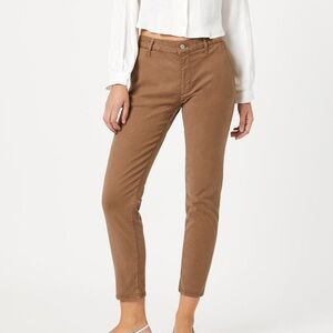 Mavi Tan Tiger’s Eye Luxe Twill Cropped Basics Mid Rise Brooke Slim Chino Pants